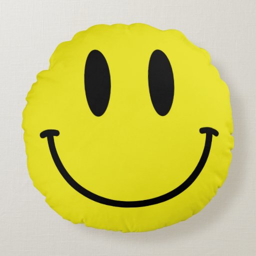 Smiley Face and Sad Face Yellow Round Pillow Zazzle
