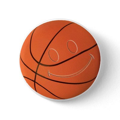 SMILEY FACE BASKETBALL button