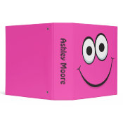 Smiley face binder, personalized pink binder