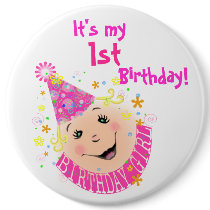 Smiley Face Birthday Girl Button by jamiecreates1 Smiley Face Birthday Girl Button