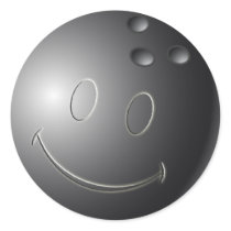 SMILEY FACE BOWLING BALL ROUND STICKERS
