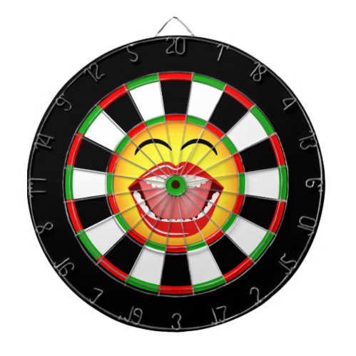 Smiley Face Funny Dartboard Green Red Black Yellow