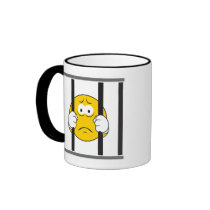 Smiley Face in Jail mugs by doonidesigns Smiley Face in Jail mugs