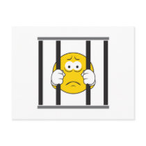 Smiley Face in Jail Postcard