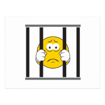 Smiley Face in Jail Postcard