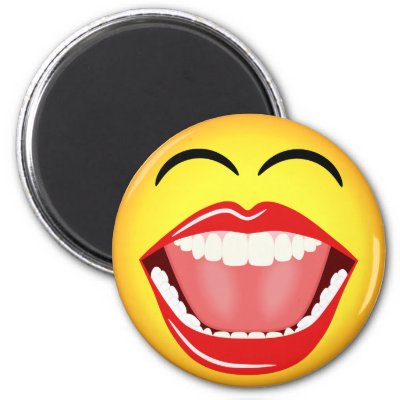 smiley_face_lol_humor_laughing_funny_round_magnets ...