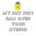 smiley face, My SUV just ran over your hybrid stickers by jackieandrews72 smiley face, My SUV just ran over your hybrid stickers