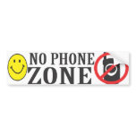 Smiley Face No Phone Zone Bumper Sticker