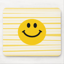 Smiley Face on sunny yellow stripes Mouse Pad