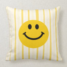Smiley Face on sunny yellow stripes Pillows