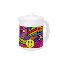 Smiley Face Rainbow and Flower Hippy Pattern