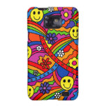 Smiley Face Rainbow and Flower Hippy Pattern Samsung Galaxy S2 Cover