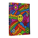 Smiley Face Rainbow and Flower Hippy Pattern iPad Folio Covers