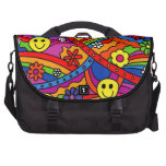 Smiley Face Rainbow and Flower Hippy Pattern Laptop Computer Bag