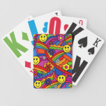 Smiley Face Rainbow and Flower Hippy Pattern Bicycle Card Deck