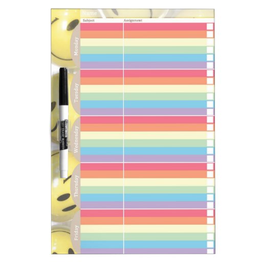 Smiley Face School Planner DryErase Board Zazzle