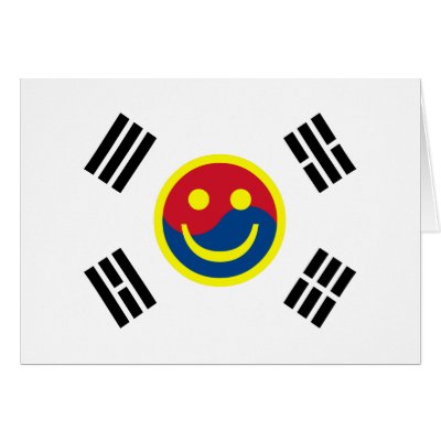 Smiley Face South Korean Flag (Version 2) Greeting Cards by morningcalm