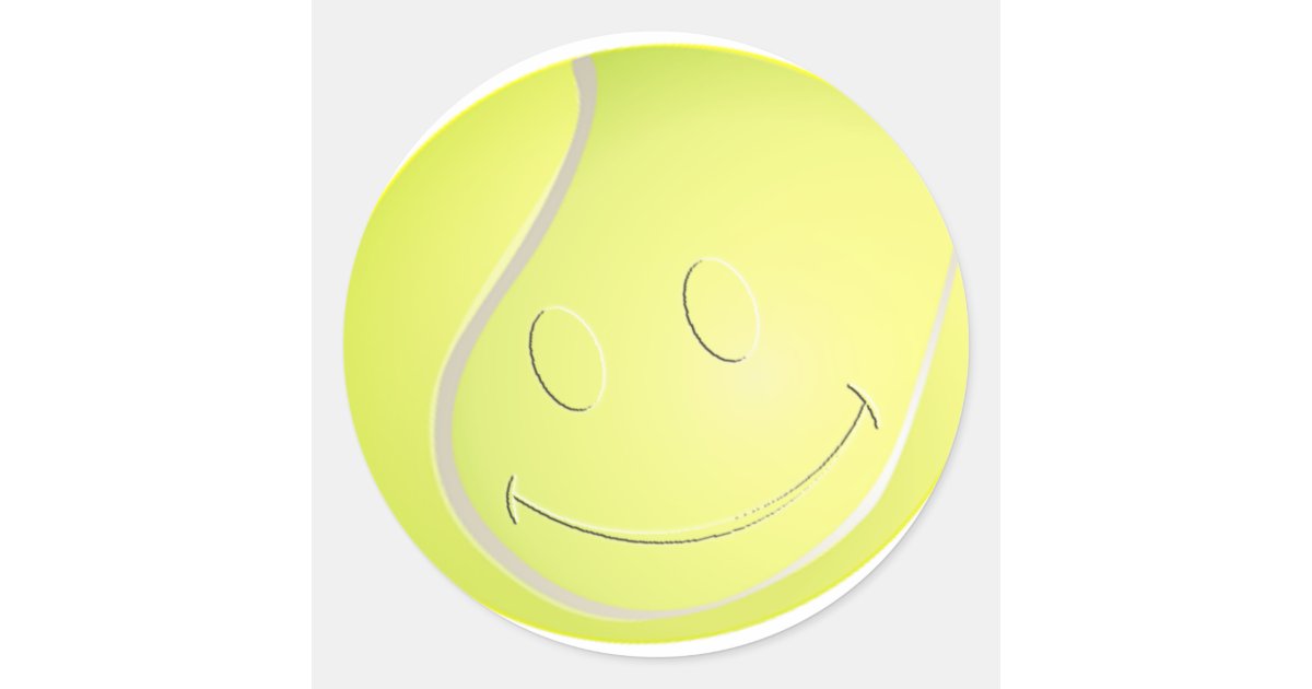 SMILEY FACE TENNIS BALL CLASSIC ROUND STICKER Zazzle