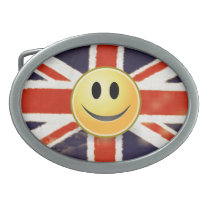 Smiley Face Vintage Union Jack Belt Buckle