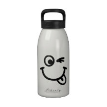 Smiley face wink reusable water bottle
