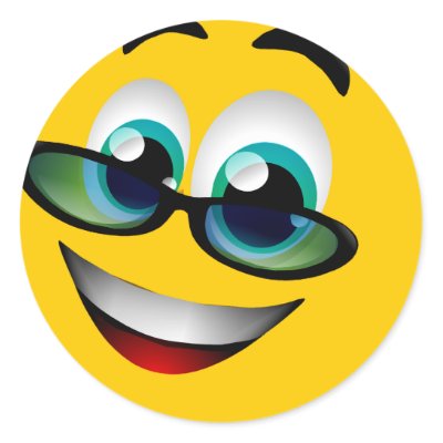 SMILEY FACE WITH GLASSES STICKER by dgpaulart
