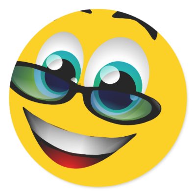 SMILEY FACE WITH GLASSES STICKER by dgpaulart