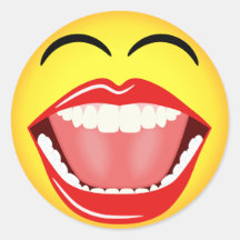 Smiley Face Yellow Laughing Emoticon Round Sticker