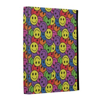 Smiley Faces Retro Hippy Pattern iPad Folio Cases