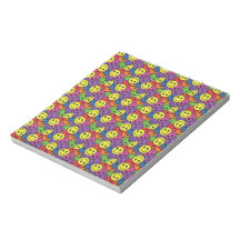 Smiley Faces Retro Hippy Pattern Memo Note Pad