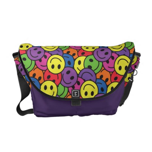 Smiley Faces Retro Hippy Pattern Messenger Bag