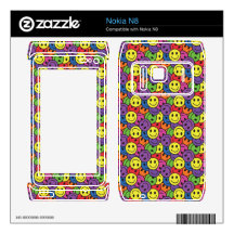 Smiley Faces Retro Hippy Pattern Nokia N8 Decals