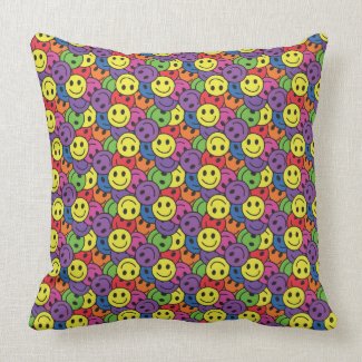 Smiley Faces Retro Hippy Pattern Pillows