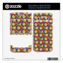 Smiley Faces Retro Hippy Pattern BlackBerry Bold Skins