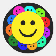 SMILEY FACES ROUND STICKER