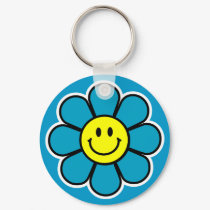 Smiley Flower Keychain (Blue)