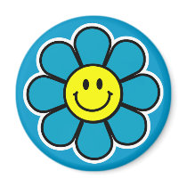 Smiley Flower Magnet (Blue) by screwballgraphics Smiley Flower Magnet (Blue)