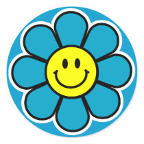 Smiley Flower Stickers (Blue) by screwballgraphics Smiley Flower Stickers (Blue)