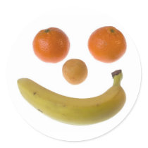 Smiley fruit round sticker
