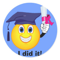 Smiley Graduate Round Sticker