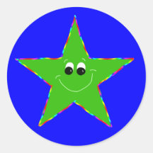 Smiley Green Star Stickers
