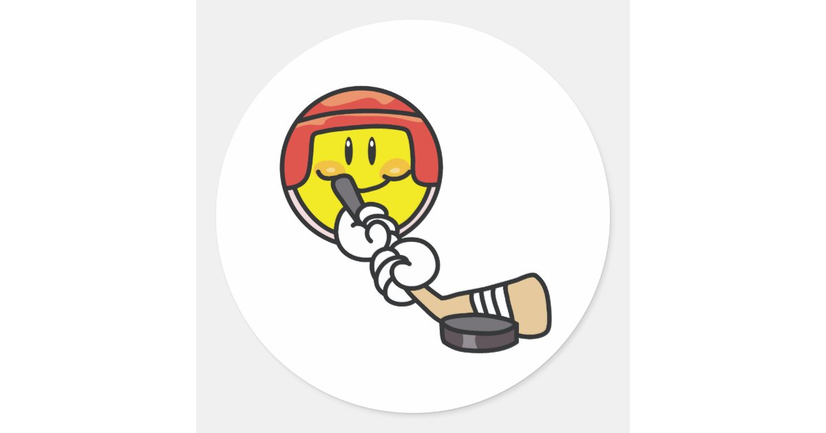 Smiley Hockey Classic Round Sticker Zazzle