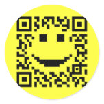 Smiley Scan UPC QR Design Round Sticker