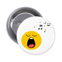 Smiley singer pinback button