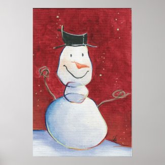 Smiley Snowman Canvas Artwork Print