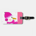 Smiley Snowman in a Pink Hat Tag For Bags