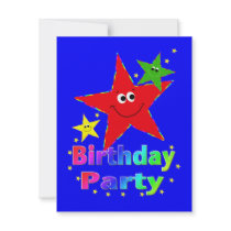 Smiley Stars Birthday Party Invitation by anuradesignstudio Smiley Stars Birthday Party Invitation