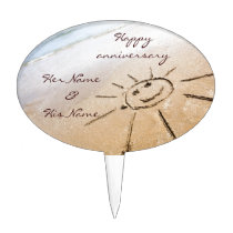 Smiley Sun On The Beach Cake Topper