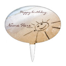 Smiley Sun On The Beach Cake Toppers