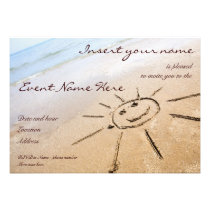 Smiley Sun On The Beach Custom Invites