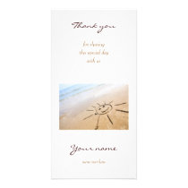 Smiley Sun On The Beach Custom Photo Card